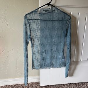 Wild Fable Sheer Lace Blouse - Blue